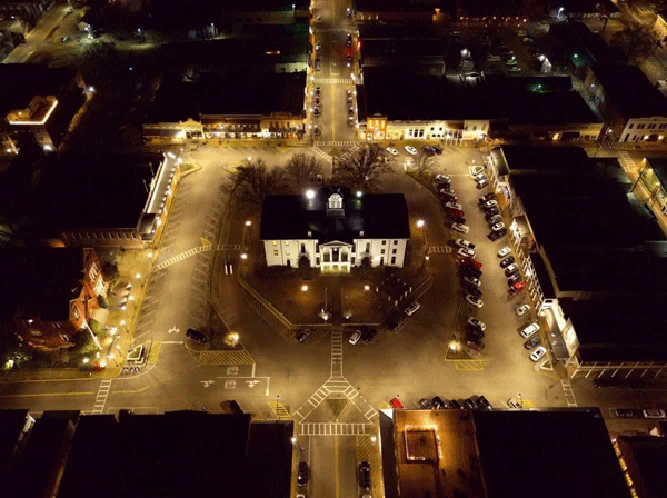 view of Oxford square at night