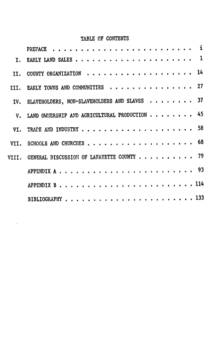 table of contents